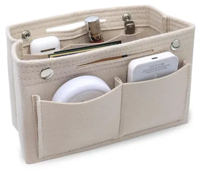 Image de Organisateur de sac à main en feutre - Compartiments intérieurs pour sac à main - 22,5 x 10 x 16 cm - Beige