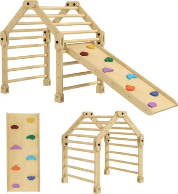 Produktbild von 3-in-1 Indoor-Klettergerüst mit Rutsche und Leiter