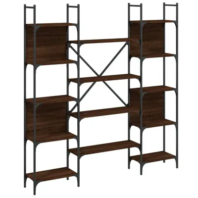 Image de vidaXL Bibliothèque marron imitation chêne 155,5x24x166,5 cm Matériau dérivé du bois