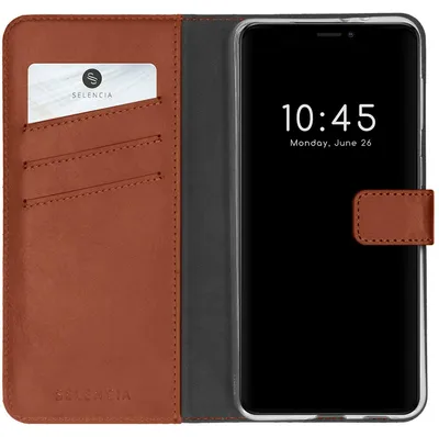 Imagen del producto de Funda de Cuero Auténtico tipo Libro para Apple iPhone 13 - Marrón claro