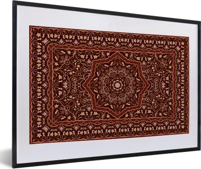 Produktbild von MuchoWow® Gerahmtes Poster Persischer Teppich - Teppich - Mandala 60x40 cm - Poster mit Schwarzem Bilderrahmen Wandposter Rahmen Foto Bilder - Schlafzimmer - Plakat in Rahmen - Drucken
