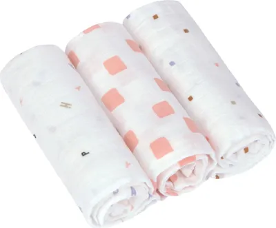 Produktbild von Lässig Hydrophile Windel Swaddle & Burp Blanket L GOTS Happy Fruits peach, 3 pcs, 85 x 85 cm