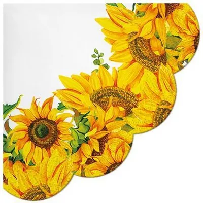 Produktbild von 12 Servietten rund Dancing Sunflowers - Aufblühende Sonnenblumen Ø32cm