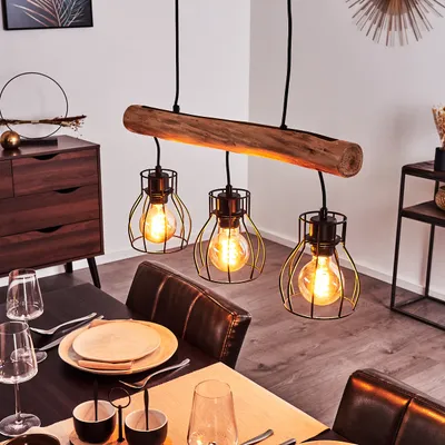 Produktbild von Aprica »Aprica« moderne Hängelampe aus Metall/Holz in Schwarz/Braun