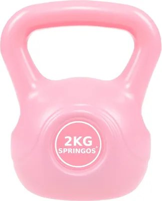 Produktbild von SPRINGOS Kettlebell 2 kg Pink Swing Dumbbell pro ženy Sportovní vybavení pro posilování Fitness Posilovací trénink Svaly Stavební posilování