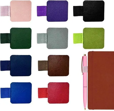 Produktbild von Selbstklebende Füllfederhalter-Set, 10er Pack, Lederhalter mit Selbstkleber, Notizbuch, Farbenfrohe Halterringe für Tablet, Agenda, Kalender