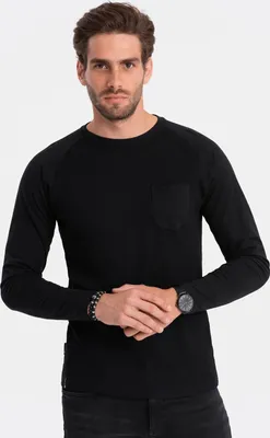 Productafbeelding van Ombre herenlongsleeve met "wafelstructuur", zwart, maat L