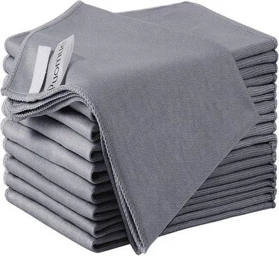 Obrázek produktu pro Ultra jemné utěrky z mikrovlákna určené na čištění skla – balení 12 kusů – rozměry 30 x 40 cm – barva: šedá
