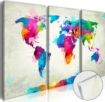 Produktbild von 3mm Acrylglasplatte Acrylglasbild - World Map: An Explosion of Colours 120x80 cm Karten k-C-0015-k-e