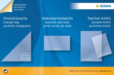 Productafbeelding van HERMA 1422 Zelfklevende visitekaartenzakjes, 95 x 60 mm, van PP