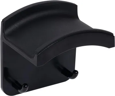 Immagine prodotto di Supporto per cuffie da parete - Gancio a parete - Organizzazione per scrivania - Design con doppio gancio - 75,5 mm - Nero