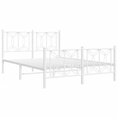 Produktbild von Bettgestell mit Kopf- und Fußteil Metall Weiß 140x200 cm