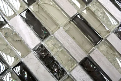 Produktbild von Handmuster Mosaikfliese Transluzent graugrün Stäbchen Glasmosaik Crystal Stein graugrün MOS87-S1252_m