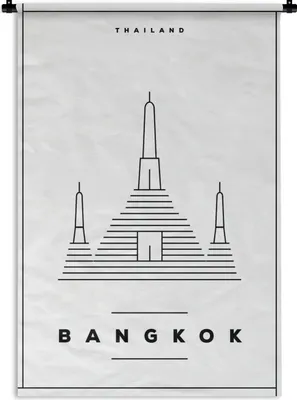 Produktbild von MuchoWow® Wandteppich Wandbehang Minimalismus - Thailand - Schwarz - Weiß 60x90 cm Tapisserie Dekoration Wandtuch - Foto-Teppich - Abwaschbar