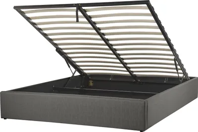 Produktbild von BELIANI Polsterbett Dunkelgrau Stoffbezug mit Lattenrost 160 x 200 cm Hochklappbar Bettkasten Skandi Modern Doppelbett Schlafzimmer Ausstattung