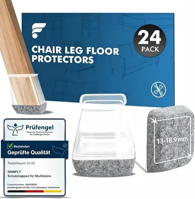 Productafbeelding van Silicone Stoelpoot Beschermers 24 Stuks, Transparant, Voor Vloerbescherming, 13-18.9 mm, Makkelijk Te