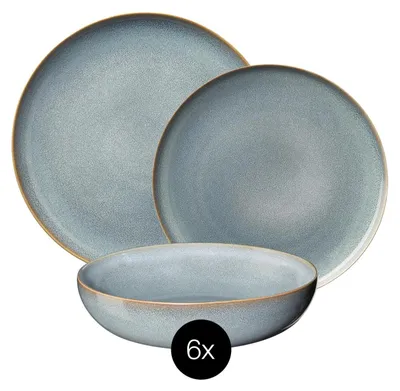 Produktbild von ASA Selection Geschirrset Saisons - Denim - 18-teilig / 6 Personen - 6 Dinner-Teller, 6 Frühstücksteller und 6 Schalen