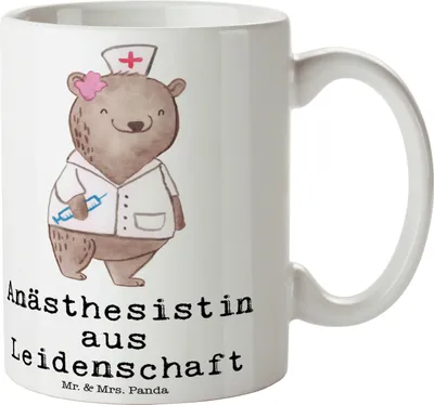 Produktbild von Mr. & Mrs. Panda Tasse Anästhesistin Leidenschaft - Weiß - Geschenk, Becher, Teetasse, Lustig, Spruch, Trinkbecher, Studium, Anästhesie, Krankenhaus, Kaffeebecher, Pott