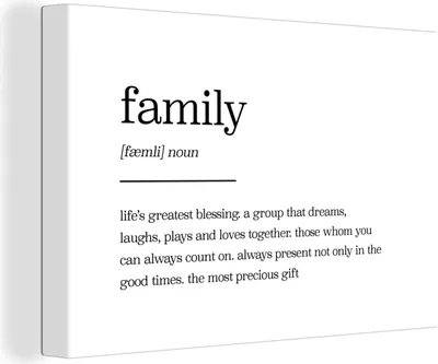 Produktbild von OneMillionCanvasses® - Leinwandbilder - 140x90 cm, zitate - familie - Wörterbuch - Sprichwörter - Definition, Wandbilder Kunstdruck Wanddekoration - Foto auf Leinwand - Gemälde auf