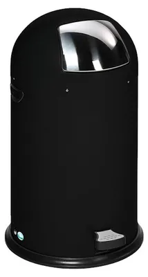 Produktbild von Klassischer Abfallsammler mit Einwurfklappe & Inneneinsatz + Fußpedal | 40 Liter, HxBxT 73x46,5x46,5cm | Verzinkter Stahl | Schwarz