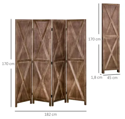 Immagine prodotto di Divisorio per ambienti - Paravento - Pannello divisorio - Libreria divisoria - Set da 4 elementi - Legno di paulownia - 182x170 cm