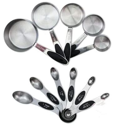 Image de Ensemble de 16 cuillères et tasses doseuses en acier inoxydable