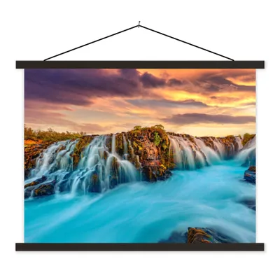 Produktbild von MuchoWow® Textilposter Wasserfall - Landschaft - Wolken - Natur 150x113 cm mit schwarzem Rahmen - Wohnzimmer