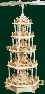 Obrázok produktu pre Stolová pyramída Betlehem 4-poschodový prírodný s hudobným mechanizmom Výška = 70 cm NOVINKA