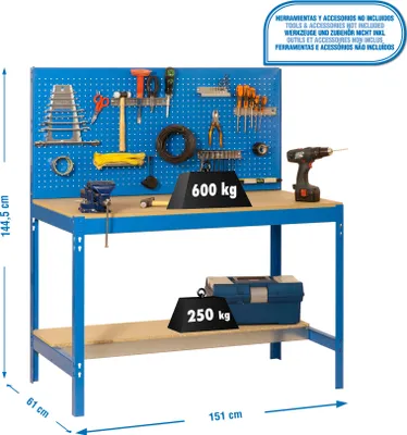 Image de Etabli Simonwork Bt2 1500 Bleu/bois Bleu/bois 1445x1510x610 - Simonrack