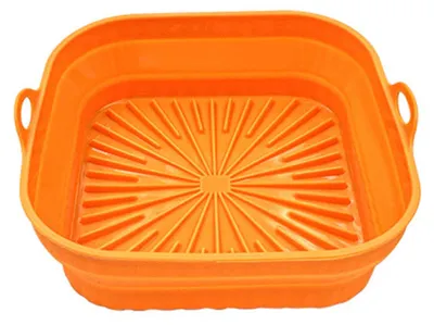Produktbild von Faltbare Silikon-Einlagen für Heißluftfritteusen, wiederverwendbarer Heißluftfritteusenkorb, rundes/quadratisches Backblech für Heißluftfritteusen, Zubehör für Heißluftfritteusen