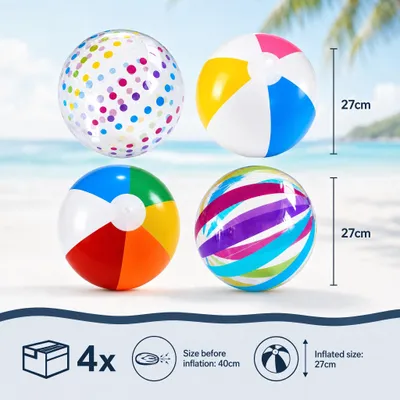 Imagen del producto de Bolas de agua inflables, juego de 4 unidades, de colores variados, para piscina y jardín