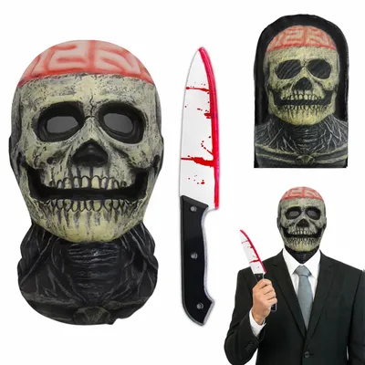Gruselige Totenkopf-Maske für Erwachsene, Halloween-Horror-Maske