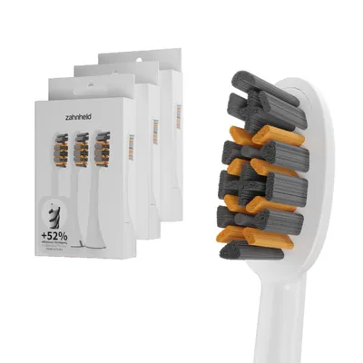 Produktbild von Zahnheld Bürstenkopf Ersatzbürsten Pro X-Clean - ideal für Gero Schallzahnbürste, 9 Stück, Weiß, mittelharte Wechselköpfe, Schallzahnbürstenkopf