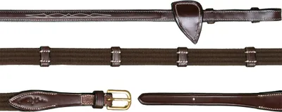 Image de Dy'on Rênes en sangle avec 9 passants en cuir 5/ 8" (16mm) D Collection Marron Cob
