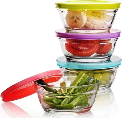 Image de Bocaux ronds en verre avec couvercle, 250 ml, empilables