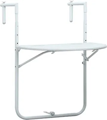 Produktbild von Famanu Balkontisch mit Rattanoptik - Klappbar, Höhenverstellbar, Weiß