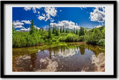 Produktbild von Bild 60x40 MDF-Rahmen, Wandkunst See im Wald
