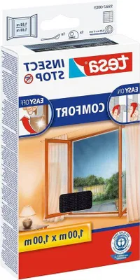 Productafbeelding van Famanu insectenwerend horregordijn voor ramen - antraciet, zelfklevend, op maat te snijden, 100 cm x 100 cm