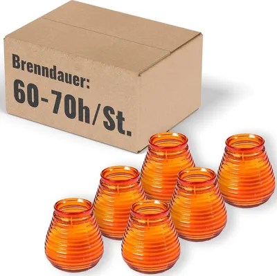 Produktbild von Flairlights Orange, Ø 95 mm x H 100 mm, 6 Stück - Brenndauer ca. 60-70 Std.