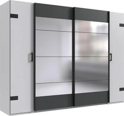 Produktbild von Dreh-/Schwebetürenschrank Stockholm Kleiderschrank 270x65x210cm weiß graphit (18929)