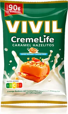 Produktbild von VIVIL Creme Life Hazelitos Sahnebonbons ohne Zucker | 90g