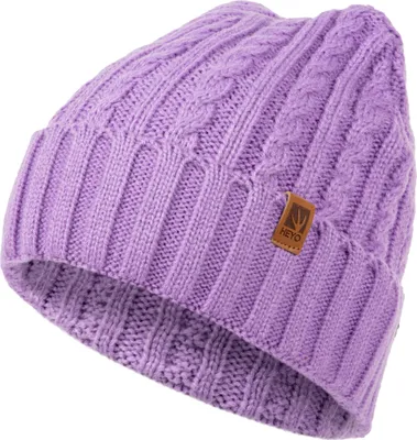 Produktbild von Beanie Damen, Wintermütze mit Umschlag, HEYO Strickmütze Warme Mütze für Winter HCD004 Lila