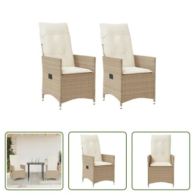 Immagine prodotto di The Living Store Poltrona da giardino con cuscino 2 pz. Regolabile in Poly Rattan beige