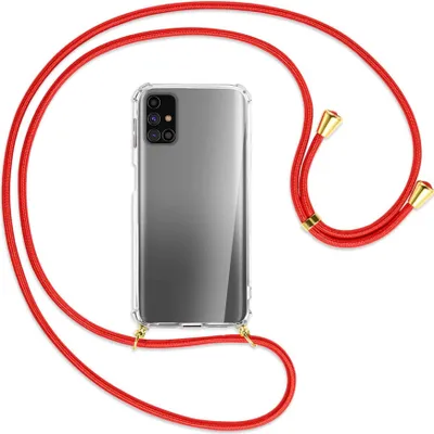 Produktbild von Handykette Backcover-Schutzhülle mit Band (Metall goldfarben) für Samsung Galaxy M31s - rot