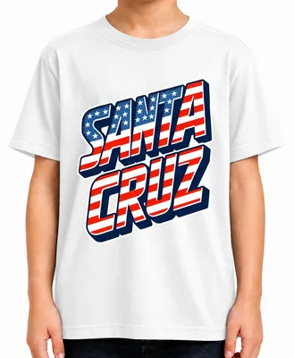 Produktbild von Santa Cruz USA Flagge Kalifornien Skater Surfer Retro Amerika Kinder T-Shirt, Weiß, 140