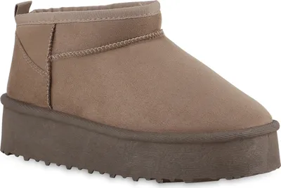 Produktbild von VAN HILL Damen Warm Gefütterte Winter Boots Bequeme Profil-Sohle Schuhe 840787, Farbe: Khaki, Größe: 38