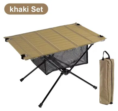 Produktbild von Camping-Klapptisch Oxford Leicht Tragbar Outdoor Picknick – Orange Khaki Set