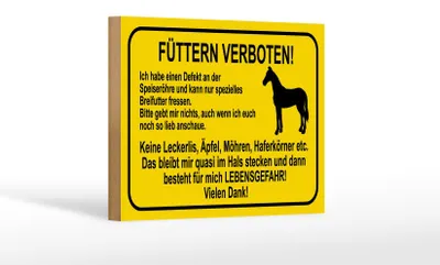 Produktbild von Holzschild Hinweis 18x12cm füttern verboten Pferde