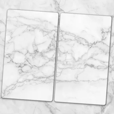 Produktbild von Glas-Herdabdeckplatten Glaskeramikkochfeld-Abdeckung Spritzschutz Glas 2x30x52 cm - Weisser Marmor
