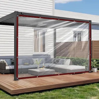 Produktbild von Famanu Wasserdichtes Transparentes Planenmaterial mit Ösen für Außenbereich - PVC